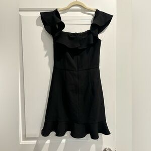 Whisper Ruffled Black Mini Dress